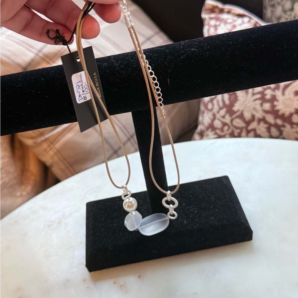 Deborah Grivas Elegant Pearl Silver and White Necklace